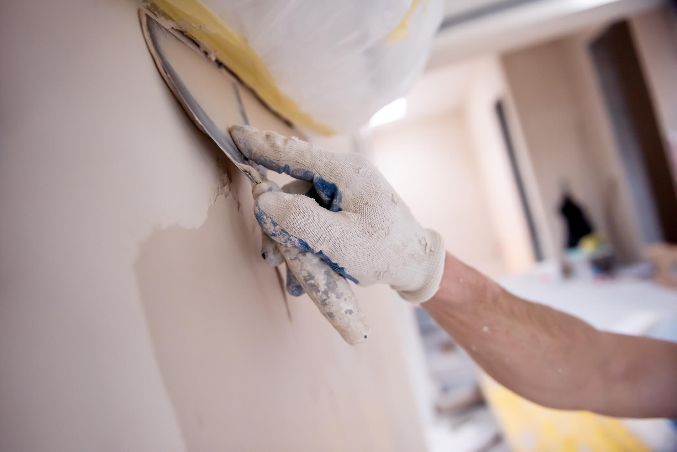 Selma drywall repair and ceiling resurfacing work in progress